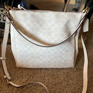 Coach Shay Shoulder Bag Signature Canvas Strap Purse White Chalk Handbag